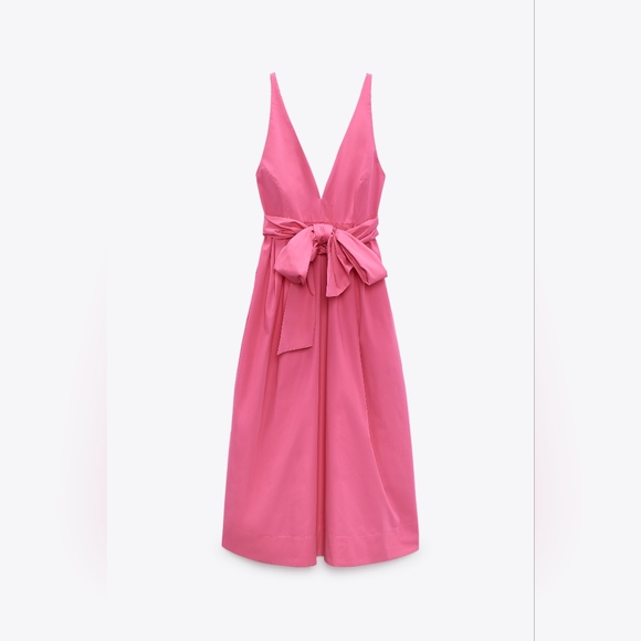 Zara Pink Tied Poplin Dress size small - Picture 5 of 11